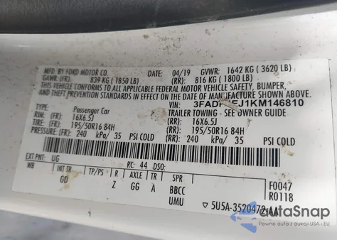 2019 Ford Fiesta Se from USA, damaged, VIN 3FADP4EJ1KM146810
